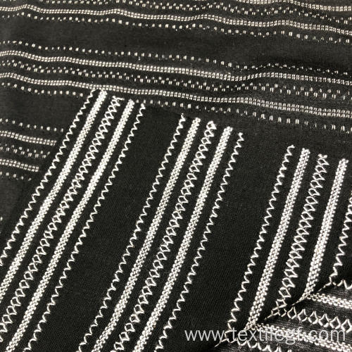 Knitting Fabric With Black And White Line